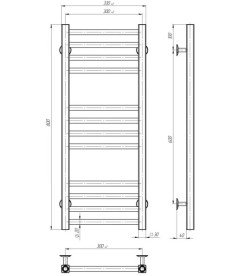 Полотенцесушитель водяной Deffi Lima П12 300х800 нижнее подключение хром A.LI.80.30.12.C.A