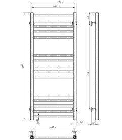 Полотенцесушитель водяной Deffi Lima П15 400х1000 боковое правое подключение хром A.LI.100.40.15.C.C