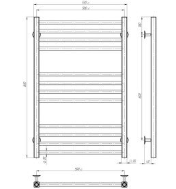 Полотенцесушитель водяной Deffi Lima П12 500х800 боковое левое подключение хром A.LI.80.50.12.C.B