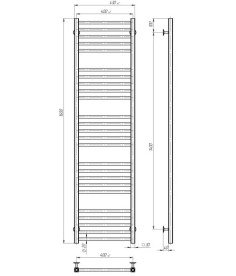 Сушка для рушників водяна Deffi Lima П25 400х1600 бічне ліве підключення чорний A.LI.160.40.25.B.B