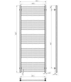 Полотенцесушитель водяной Deffi Lima П25 600х1600 боковое левое подключение белый A.LI.160.60.25.W.B