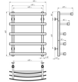 Полотенцесушитель водяной Deffi Lotos П5 400х600 нижнее подключение хром A.LO.60.40.5.C.A