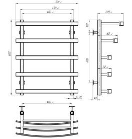 Сушка для рушників водяна Deffi Lotos П5 400х600 нижнє підключення білий A.LO.60.40.5.W.A