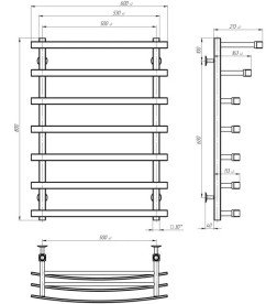 Сушка для рушників водяна Deffi Lotos П7 400х800 нижнє підключення хром A.LO.80.40.7.C.A