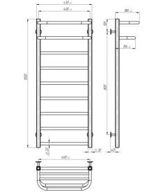Полотенцесушитель водяной Deffi Lux Hotel П9 400х1000 боковое правое подключение черный A.LH.100.40.9.B.C
