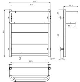 Полотенцесушитель водяной Deffi Lux Hotel П5 500х600 боковое левое подключение белый A.LH.60.50.5.W.B