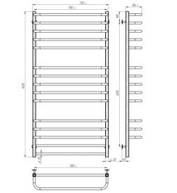Сушка для рушників водяна Deffi Lux П15 700х1400 нижнє підключення білий A.LU.140.70.15.W.A