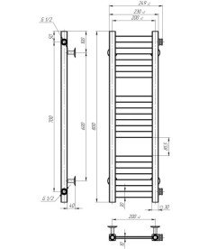 Сушка для рушників водяна Deffi Magnus П12 200х800 бічне праве підключення хром A.MA.80.20.12.C.C