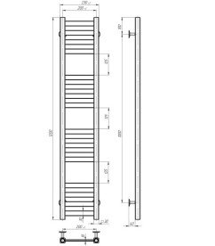 Полотенцесушитель водяной Deffi Magnus П16 200х1200 нижнее подключение хром A.MA.120.20.16.C.A