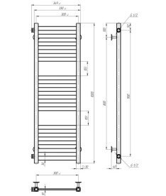 Полотенцесушитель водяной Deffi Magnus П15 300х1000 боковое левое подключение хром A.MA.100.30.15.C.B