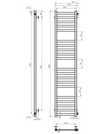 Сушка для рушників водяна Deffi Magnus П20 300х1600 бічне праве підключення чорний A.MA.160.30.20.B.C