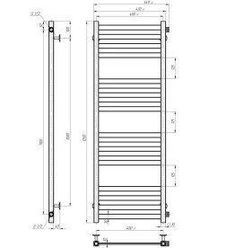 Сушка для рушників водяна Deffi Magnus П16 400х1200 бічне праве підключення чорний A.MA.120.40.16.B.C
