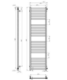 Сушка для рушників водяна Deffi Magnus П20 400х1600 бічне праве підключення білий A.MA.160.40.20.W.C