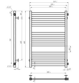 Полотенцесушитель водяной Deffi Magnus П12 500х800 боковое правое подключение черный A.MA.80.50.12.B.C