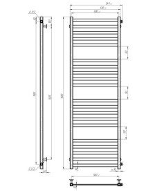 Сушка для рушників водяна Deffi Magnus П20 500х1600 бічне праве підключення білий A.MA.160.50.20.W.C