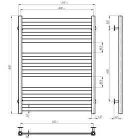Сушка для рушників водяна Deffi Magnus П12 600х800 нижнє підключення чорний A.MA.80.60.12.B.A