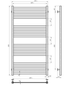 Сушка для рушників водяна Deffi Magnus П16 600х1200 нижнє підключення білий A.MA.120.60.16.W.A