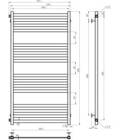 Полотенцесушитель водяной Deffi Magnus П16 600х1200 боковое левое подключение белый A.MA.120.60.16.W.B