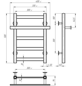 Полотенцесушитель водяной Deffi Nicolе П5 300х500 нижнее подключение белый A.NI.50.30.5.W.A