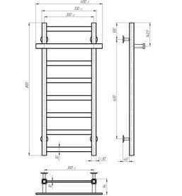 Сушка для рушників водяна Deffi Nicolе П8 300х800 нижнє підключення чорний A.NI.80.30.8.B.A