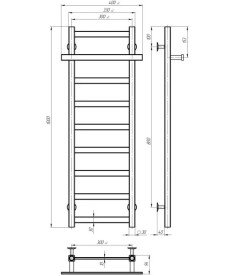 Сушка для рушників водяна Deffi Nicolе П9 300х1000 бічне ліве підключення хром A.NI.100.30.9.C.B