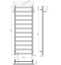 Сушка для рушників водяна Deffi Nicolе П12 500х1400 бічне праве підключення білий A.NI.140.50.12.W.C