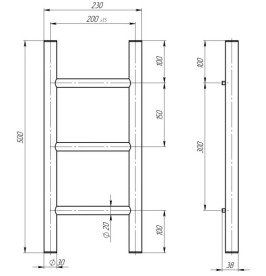 Полотенцесушитель водяной Deffi Орион П3 200х500 нижнее подключение черный C.OR.50.20.3.B.A