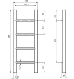 Полотенцесушитель водяной Deffi Орион П4 200х600 боковое левое подключение черный C.OR.60.20.4.B.B