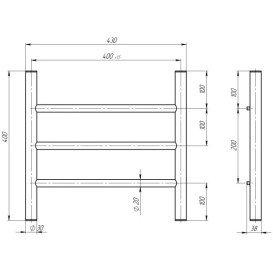 Полотенцесушитель водяной Deffi Орион П3 400х400 боковое правое подключение черный C.OR.40.40.3.B.C