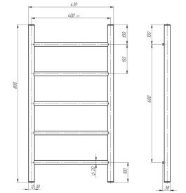 Сушка для рушників водяна Deffi Оріон П5 400х800 бічне ліве підключення чорний C.OR.80.40.5.B.B