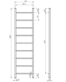 Полотенцесушитель водяной Deffi Орион П9 400х1600 нижнее подключение хром C.OR.160.40.9.C.A