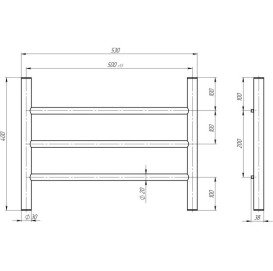 Сушка для рушників водяна Deffi Оріон П3 500х400 нижнє підключення білий C.OR.40.50.3.W.A
