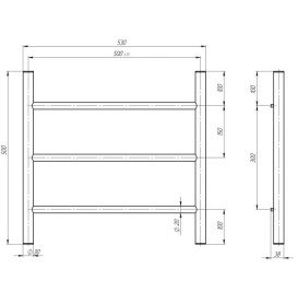 Полотенцесушитель водяной Deffi Орион П3 500х500 нижнее подключение белый C.OR.50.50.3.W.A