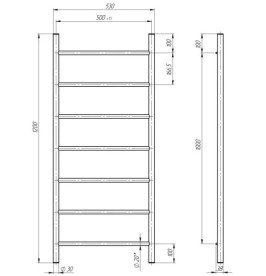 Сушка для рушників водяна Deffi Оріон П7 500х1200 бічне ліве підключення білий C.OR.120.50.7.W.B