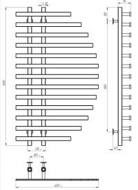 Полотенцесушитель водяной Deffi Parys П13 600х1000 нижнее подключение черный A.PS.100.60.13.B.A