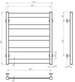 Полотенцесушитель водяной Deffi Silvia П5 500х600 боковое левое подключение хром A.SV.60.50.5.C.B