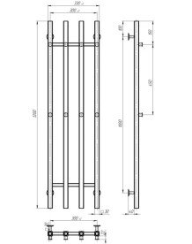 Сушка для рушників водяна Deffi Split П4 300х1200 нижнє підключення білий A.SP.120.30.4.W.A