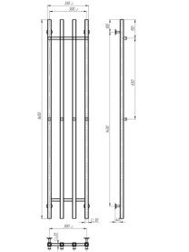 Сушка для рушників водяна Deffi Split П4 300х1600 бічне праве підключення білий A.SP.160.30.4.W.C
