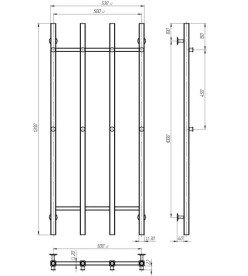Полотенцесушитель водяной Deffi Split П4 500х1200 боковое левое подключение хром A.SP.120.50.4.C.B