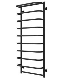 Полотенцесушитель водяной Deffi Стандарт с полкой П10 500х1200 боковое правое подключение черный C.SP.120.50.10.B.C