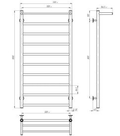 Полотенцесушитель водяной Deffi Терма П10 500х1000 боковое левое подключение белый C.TE.100.50.10.W.B