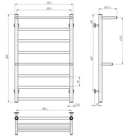 Полотенцесушитель водяной Deffi Терма Плюс П8 500х800 боковое правое подключение хром C.TA.80.50.8.C