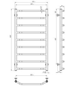 Сушка для рушників водяна Deffi Трапеція П9 500х1000 нижнє підключення чорний C.TR.100.50.9.B.A
