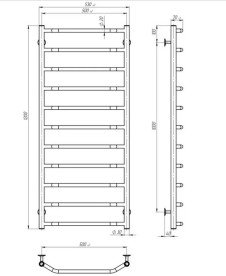 Сушка для рушників водяна Deffi Трапеція П11 500х1200 бічне праве підключення чорний C.TR.120.50.11.B.C