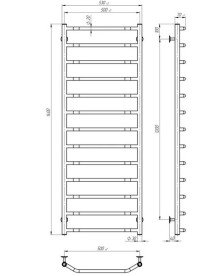 Полотенцесушитель водяной Deffi Трапеция П13 500х1400 нижнее подключение хром C.TR.140.50.13.C.A