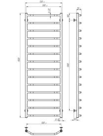 Сушка для рушників водяна Deffi Трапеція П14 500х1500 бічне ліве підключення білий C.TR.150.50.14.W.B