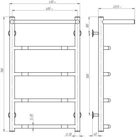 Сушка для рушників водяна Deffi Трапеція з полицею П5 400х700 нижнє підключення білий C.TP.70.40.5.W.A