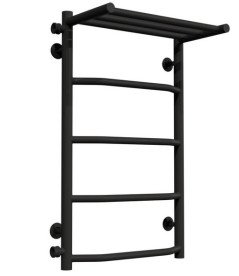 Полотенцесушитель водяной Deffi Трапеция с полкой П5 400х700 боковое левое подключение черный C.TP.70.40.5.B.B