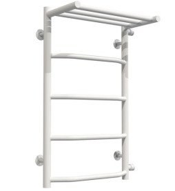 Полотенцесушитель водяной Deffi Трапеция с полкой П5 400х700 боковое правое подключение белый C.TP.70.40.5.W.C