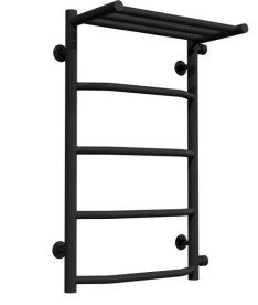 Полотенцесушитель водяной Deffi Трапеция с полкой П5 400х700 боковое правое подключение черный C.TP.70.40.5.B.C